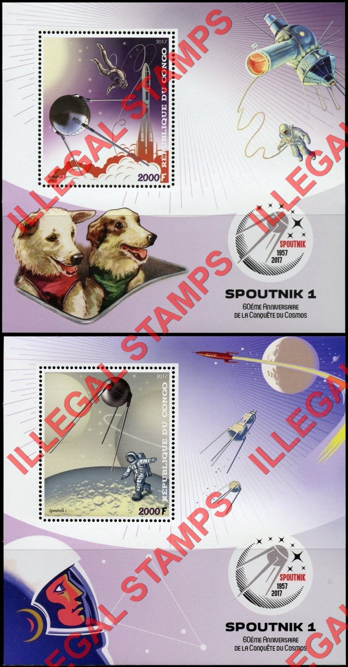 Congo Republic 2017 Spoutnik 1 Illegal Stamp Souvenir Sheets of 1
