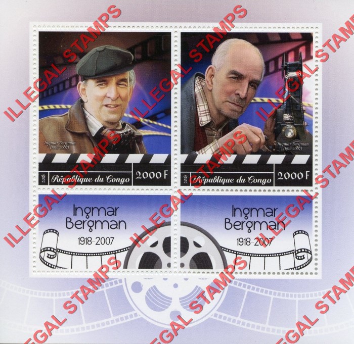 Congo Republic 2018 Ingmar Bergman Illegal Stamp Souvenir Sheet of 2