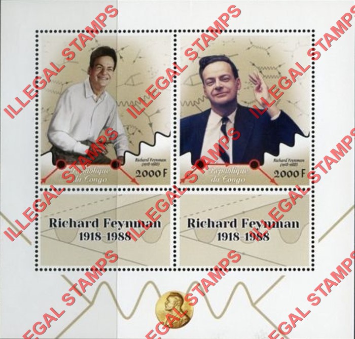 Congo Republic 2018 Richard Feynman Illegal Stamp Souvenir Sheet of 2