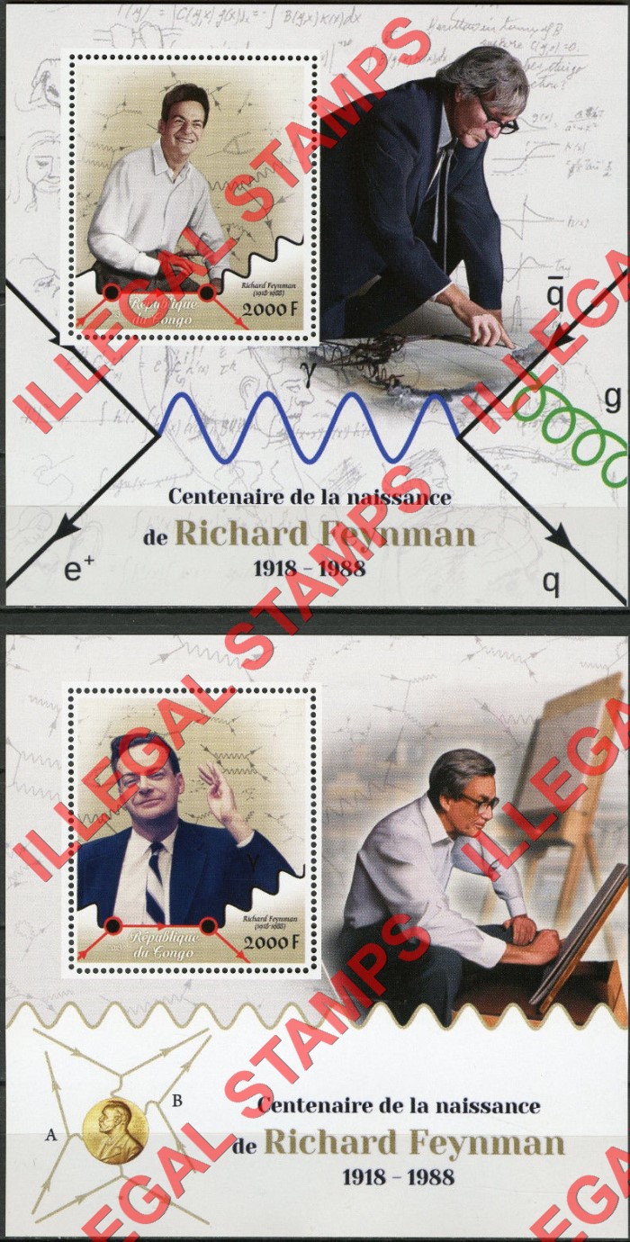 Congo Republic 2018 Richard Feynman Illegal Stamp Souvenir Sheets of 1