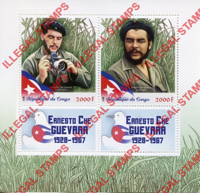Congo Republic 2018 Ernesto Che Guevara Illegal Stamp Souvenir Sheet of 2