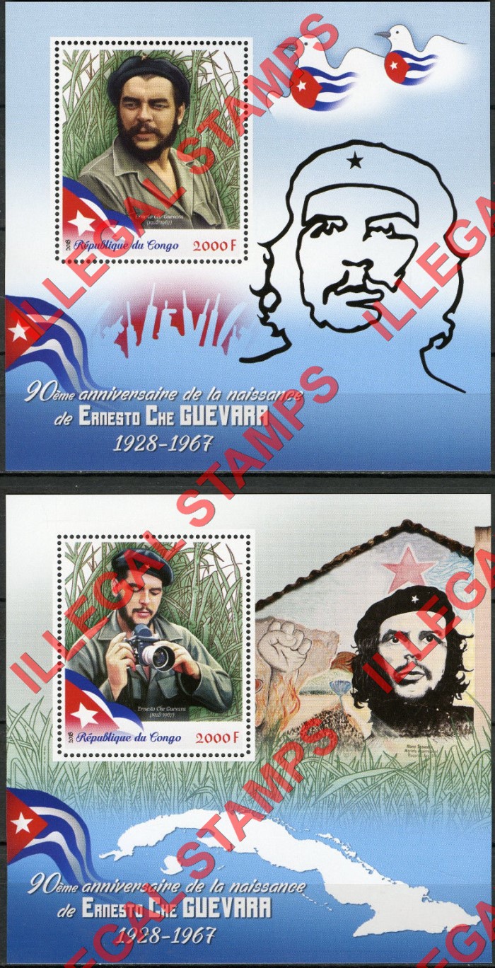 Congo Republic 2018 Ernesto Che Guevara Illegal Stamp Souvenir Sheets of 1