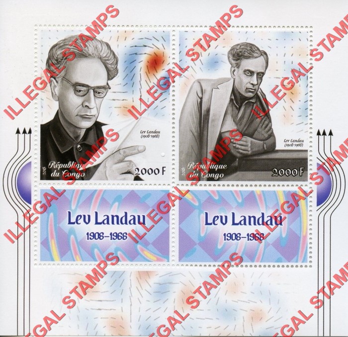 Congo Republic 2018 Lev Landau Illegal Stamp Souvenir Sheet of 2