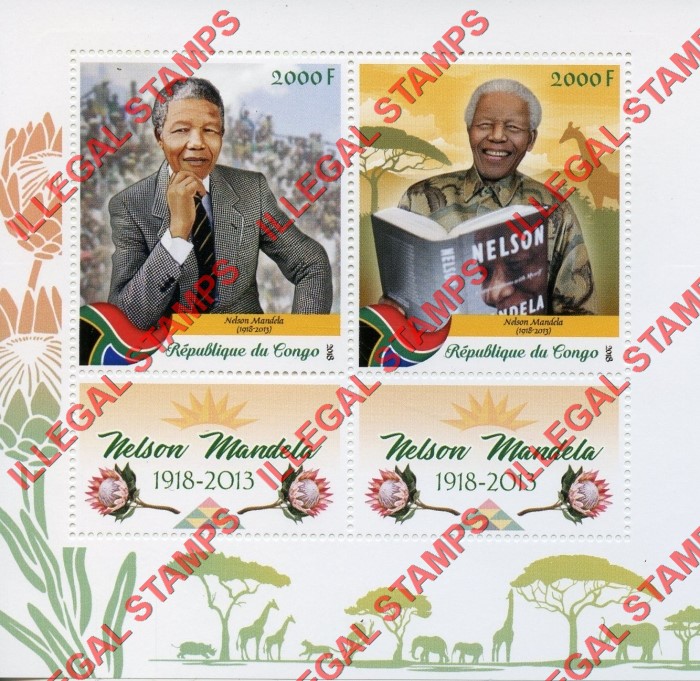 Congo Republic 2018 Nelson Mandela Illegal Stamp Souvenir Sheet of 2
