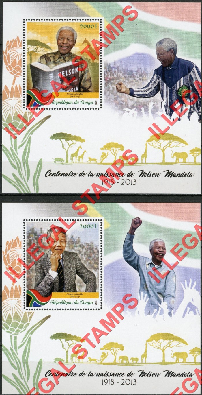 Congo Republic 2018 Nelson Mandela Illegal Stamp Souvenir Sheets of 1