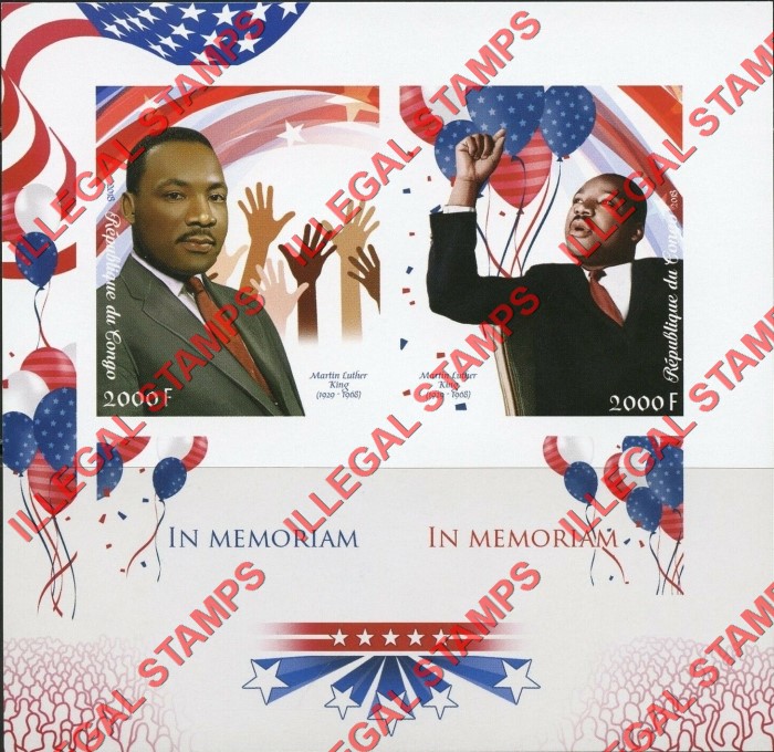 Congo Republic 2018 Martin Luther King Illegal Stamp Souvenir Sheet of 2