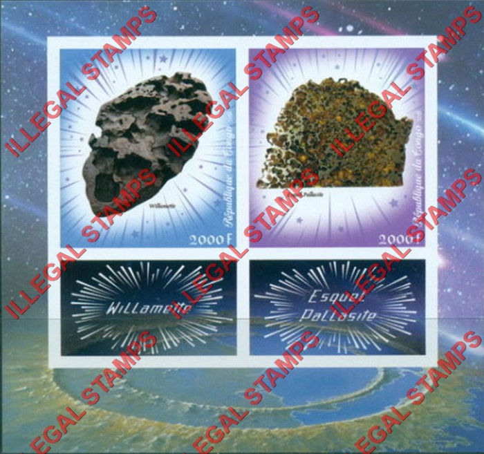 Congo Republic 2018 Meteorites Illegal Stamp Souvenir Sheet of 2