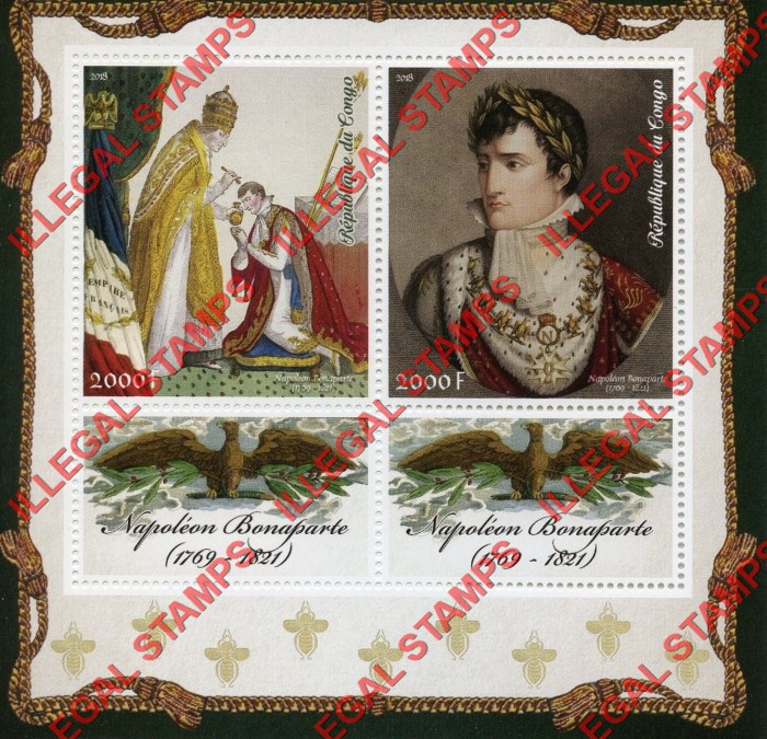Congo Republic 2018 Napoleon Illegal Stamp Souvenir Sheet of 2
