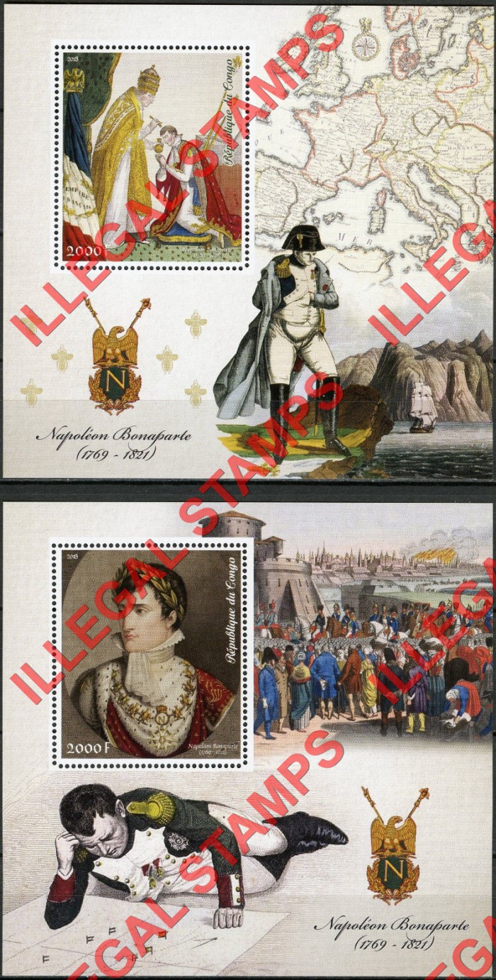Congo Republic 2018 Napoleon Illegal Stamp Souvenir Sheets of 1