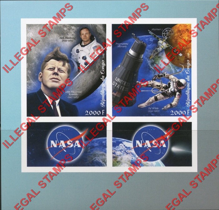 Congo Republic 2018 NASA Illegal Stamp Souvenir Sheet of 2