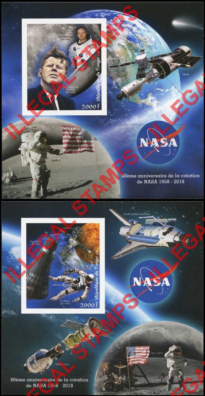 Congo Republic 2018 NASA Illegal Stamp Souvenir Sheets of 1