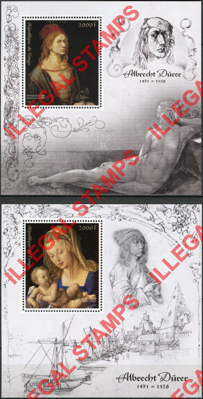 Congo Republic 2018 Paintings Durer Illegal Stamp Souvenir Sheets of 1