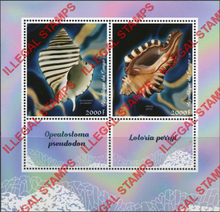 Congo Republic 2018 Seashells Illegal Stamp Souvenir Sheet of 2
