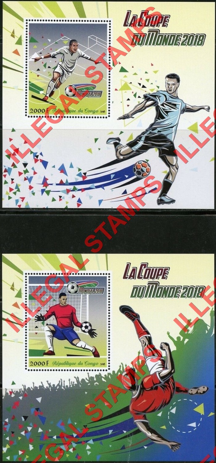 Congo Republic 2018 Soccer Illegal Stamp Souvenir Sheets of 1