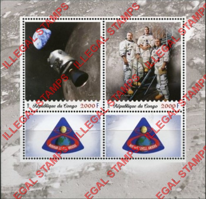 Congo Republic 2018 Space Apollo 8 Illegal Stamp Souvenir Sheet of 2