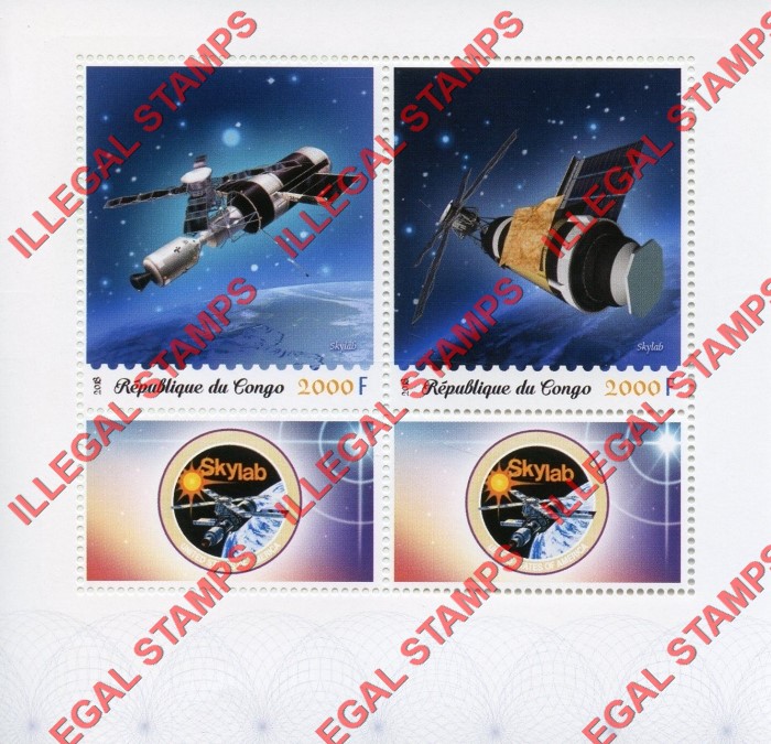 Congo Republic 2018 Space Skylab Illegal Stamp Souvenir Sheet of 2