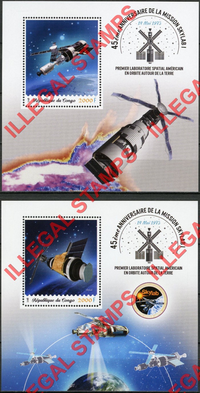 Congo Republic 2018 Space Skylab Illegal Stamp Souvenir Sheets of 1