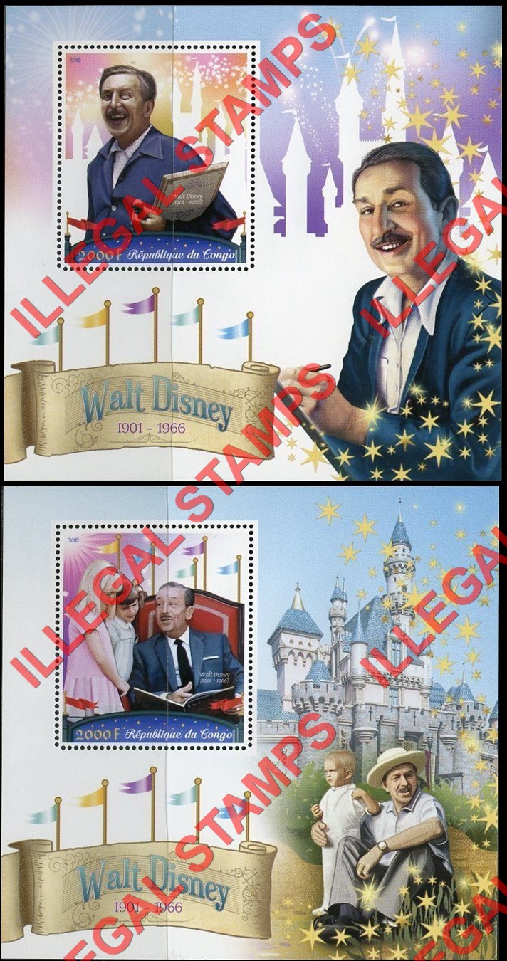 Congo Republic 2018 Walt Disney Illegal Stamp Souvenir Sheets of 1