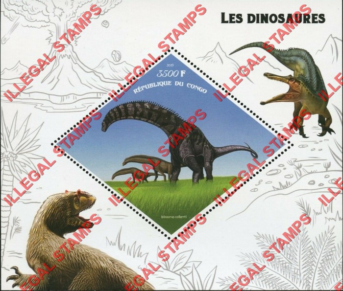 Congo Republic 2019 Dinosaurs Illegal Stamp Souvenir Sheet of 1
