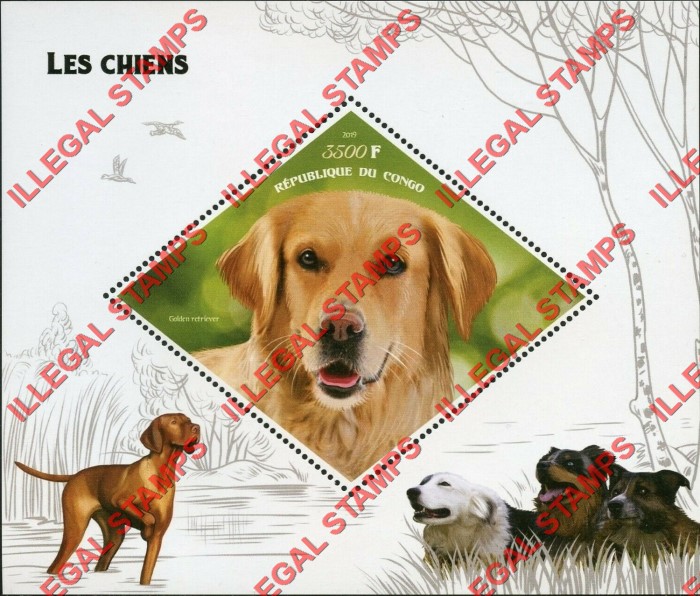 Congo Republic 2019 Dogs Illegal Stamp Souvenir Sheet of 1