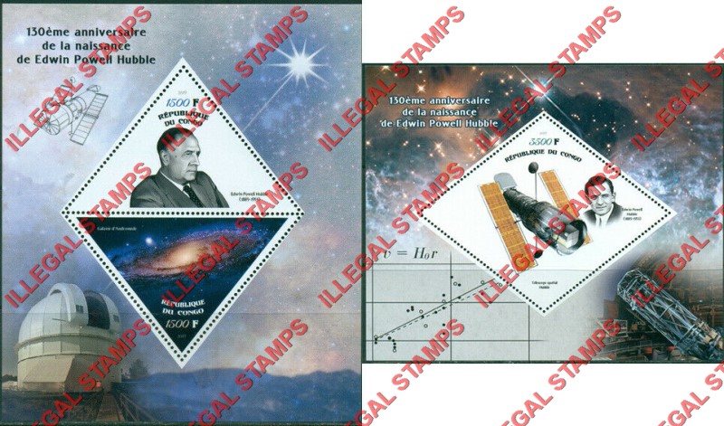 Congo Republic 2019 Hubble Telescope Illegal Stamp Souvenir Sheets of 2 and 1