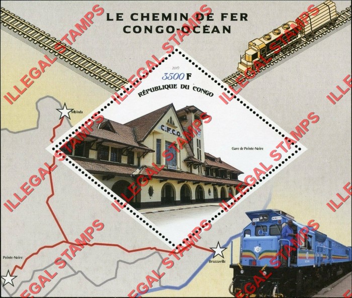 Congo Republic 2019 Ocean Railroads Illegal Stamp Souvenir Sheet of 1