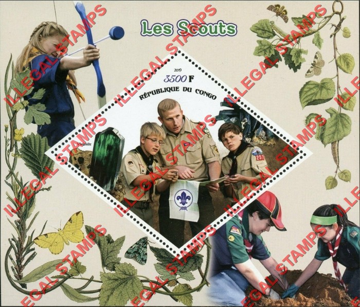 Congo Republic 2019 Scouts Illegal Stamp Souvenir Sheet of 1
