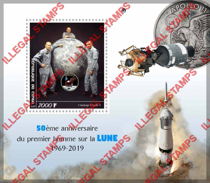 Congo Republic 2019 Space Apollo Illegal Stamp Souvenir Sheet of 1