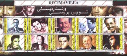 Djibouti 2003 Elvis Presley and Walt Disney Illegal Stamp Sheet of 10