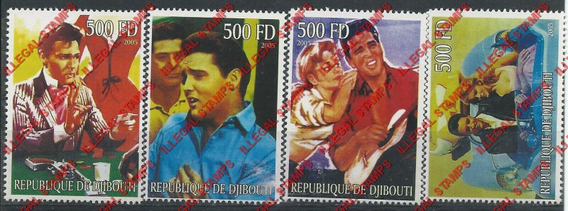 Djibouti 2005 Elvis Presley Counterfeit Illegal Stamps
