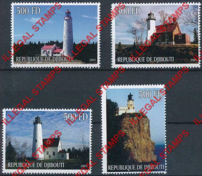 Djibouti 2005 Lighthouses Illegal Stamp Set of 4