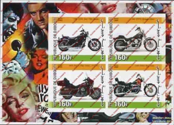 Djibouti 2005 Motorcycles Illegal Stamp Souvenir Sheet of 4