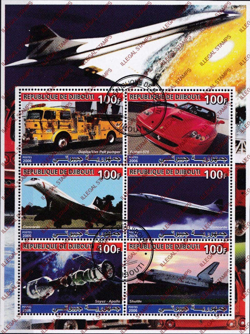 Djibouti 2006 Concorde Illegal Stamp Souvenir Sheetlet of 6