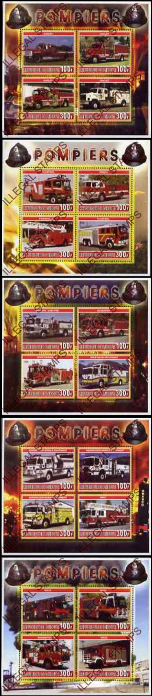 Djibouti 2006 Fire Engines Illegal Stamp Souvenir Sheets of 4