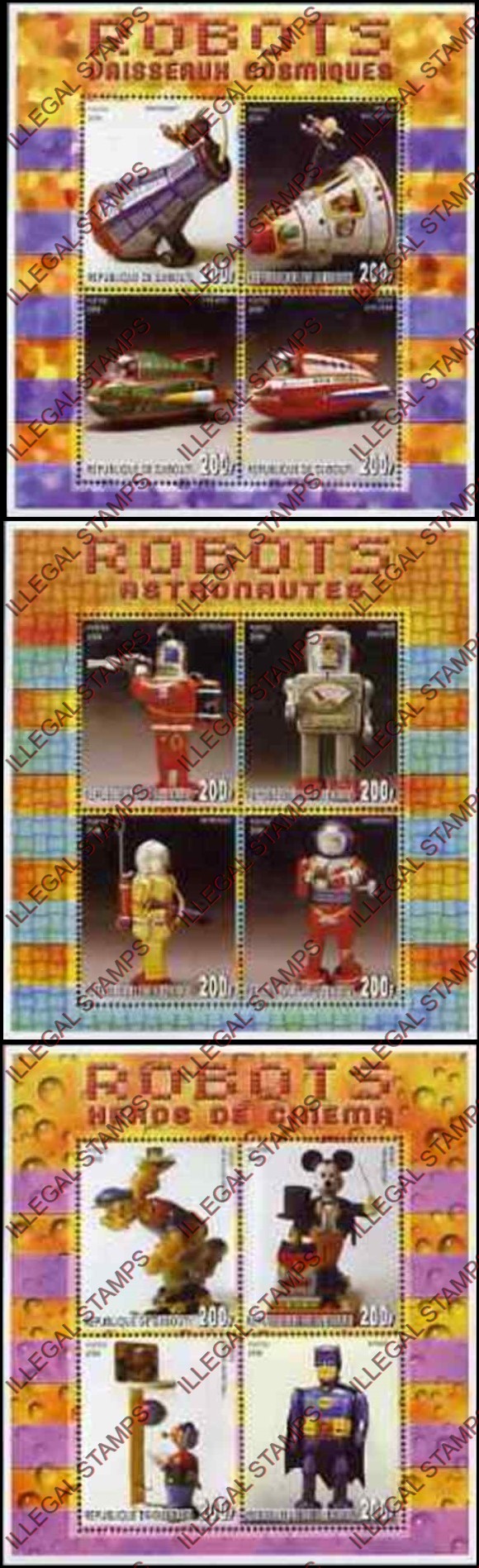 Djibouti 2006 Robots Illegal Stamp Souvenir Sheets of 4