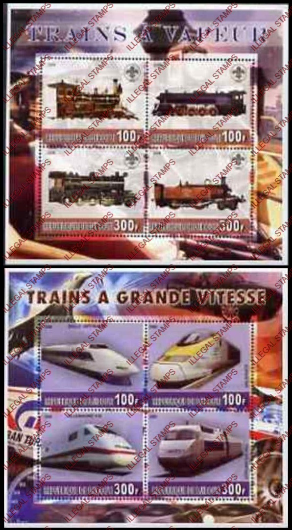 Djibouti 2006 Trains Illegal Stamp Souvenir Sheets of 4