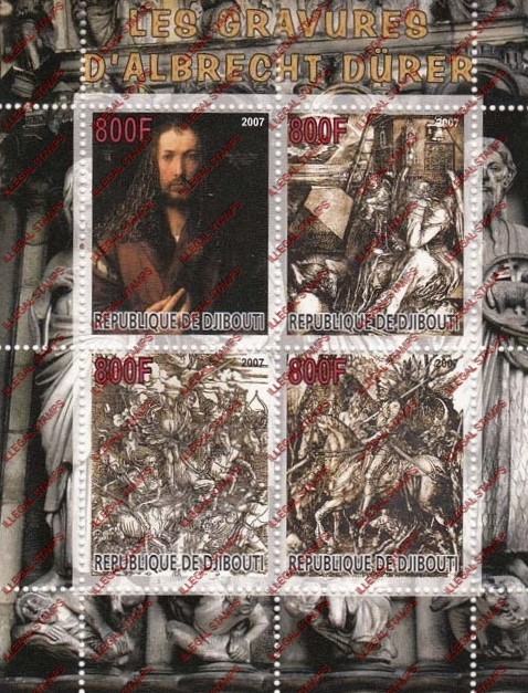 Djibouti 2007 Durer Illegal Stamp Souvenir Sheet of 4