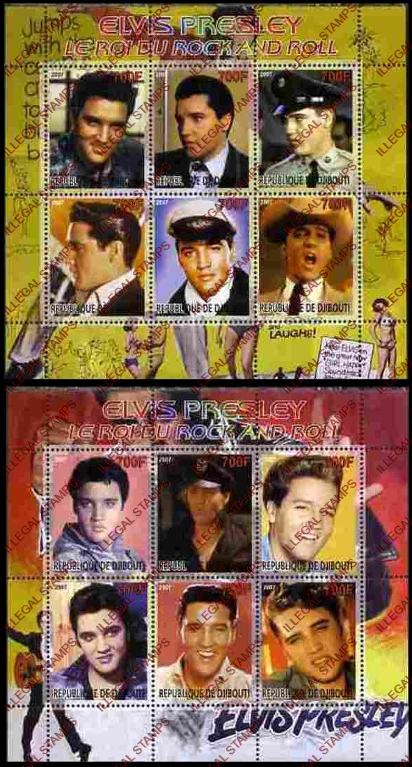 Djibouti 2007 Elvis Presley Illegal Stamp Souvenir Sheetlets of 6