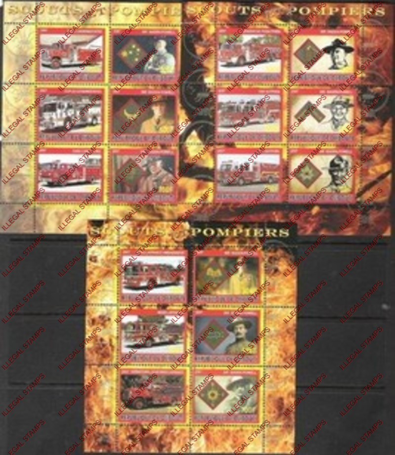 Djibouti 2007 Fire Engines and Scouts Illegal Stamp Souvenir Sheetlets of 6