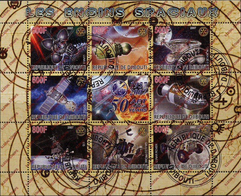 Djibouti 2007 Space Spacecraft Illegal Stamp Souvenir Sheetlet of 9