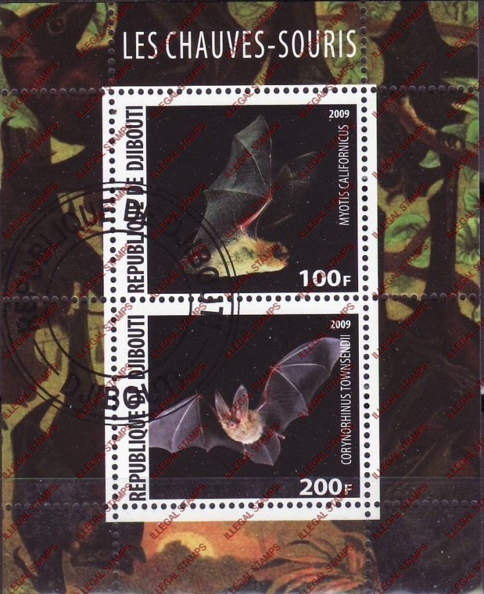 Djibouti 2009 Bats Illegal Stamp Souvenir Sheet of 2