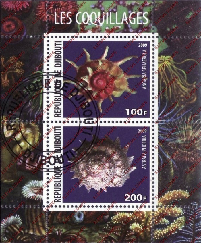 Djibouti 2009 Shells Illegal Stamp Souvenir Sheet of 2