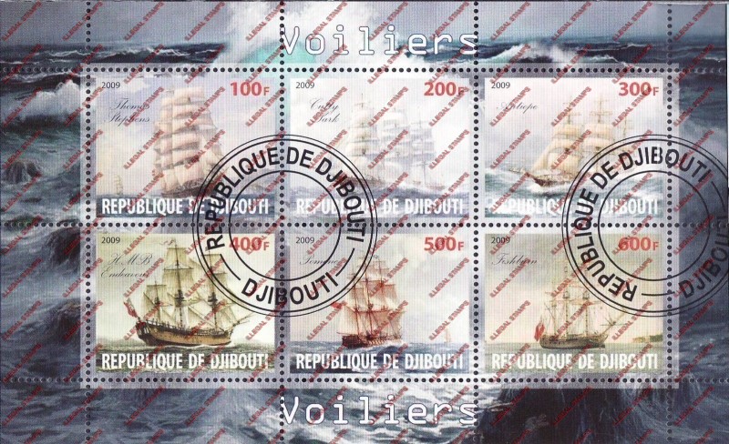 Djibouti 2009 Ships Illegal Stamp Sheetlet of 6