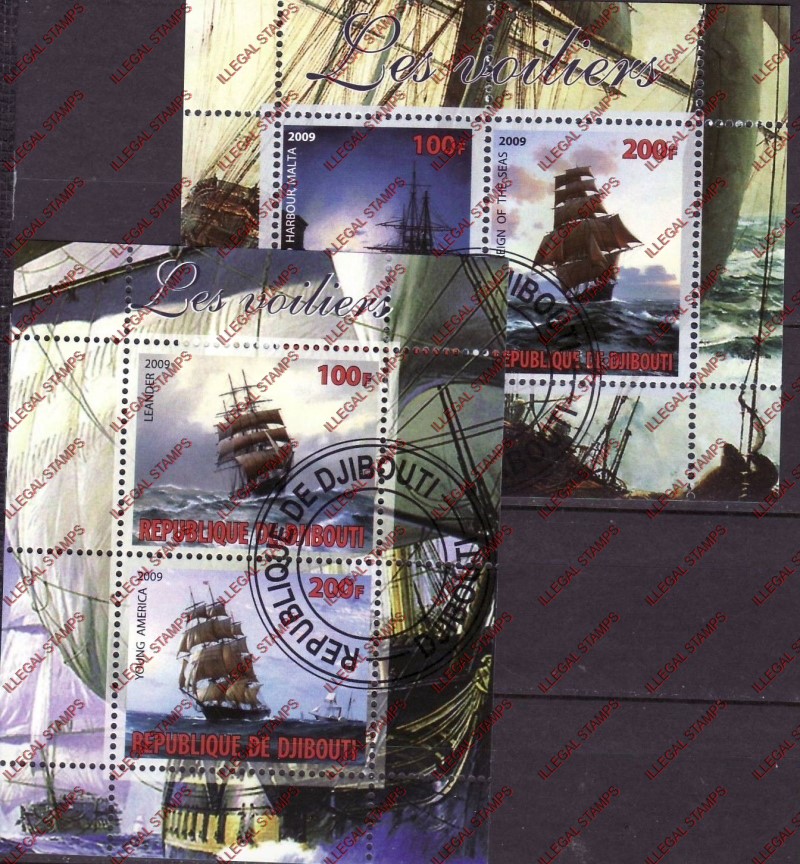 Djibouti 2009 Ships Illegal Stamp Souvenir Sheets of 2