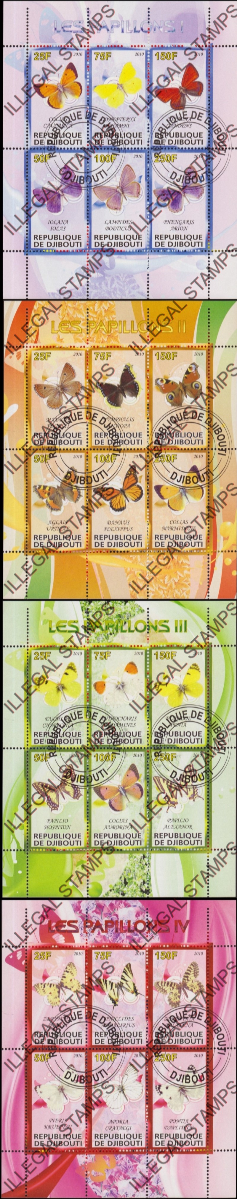 Djibouti 2010 Butterflies Illegal Stamp Sheetlets of 6