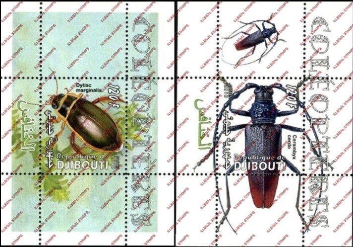 Djibouti 2010 Insects Beetles Illegal Stamp Souvenir Sheets of 1