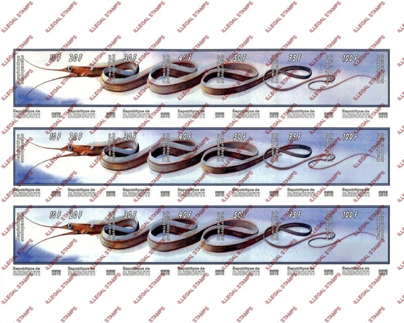 Djibouti 2010 Lizards Eels Illegal Stamp Sheetlet of 21