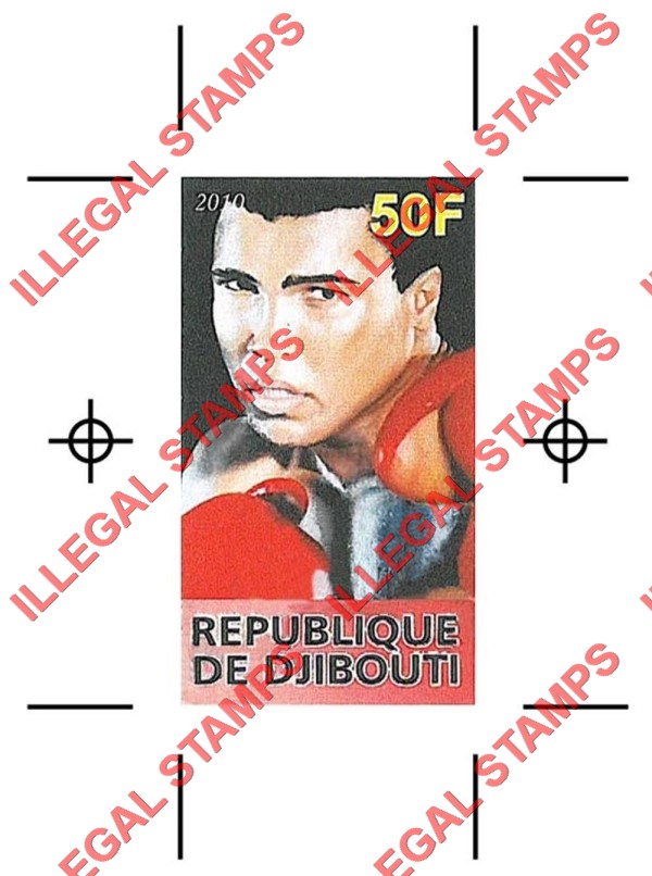 Djibouti 2010 Muhammad Ali Illegal Stamp Souvenir Sheet Fake Proof