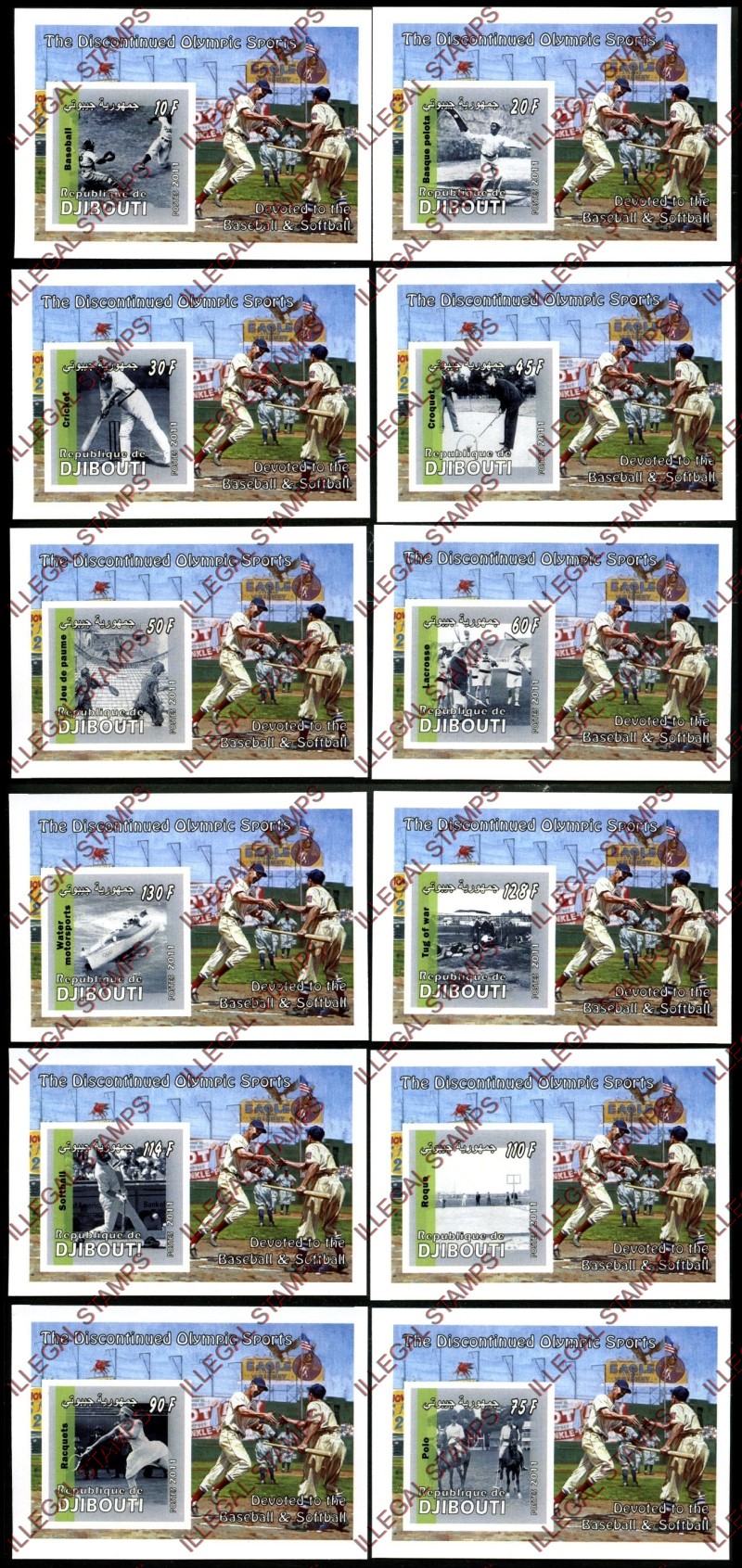 Djibouti 2011 Discontinued Olympic Sports Illegal Stamp Souvenir Sheets of 1