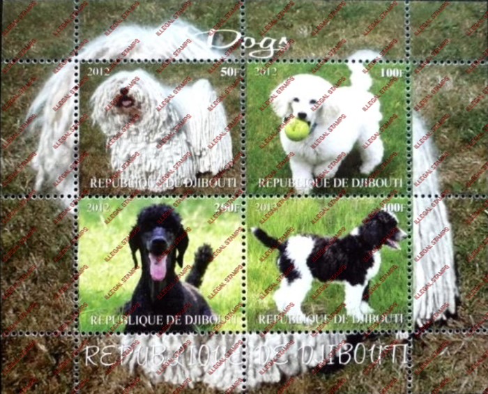 Djibouti 2012 Dogs Illegal Stamp Souvenir Sheet of 4